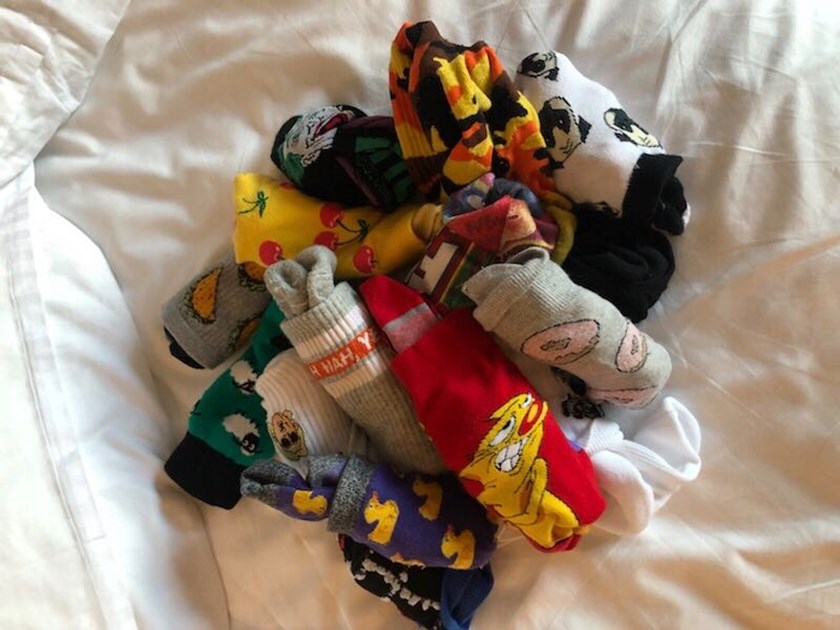 Chelsea Lenarduzzi's sock supply for Origin camp.