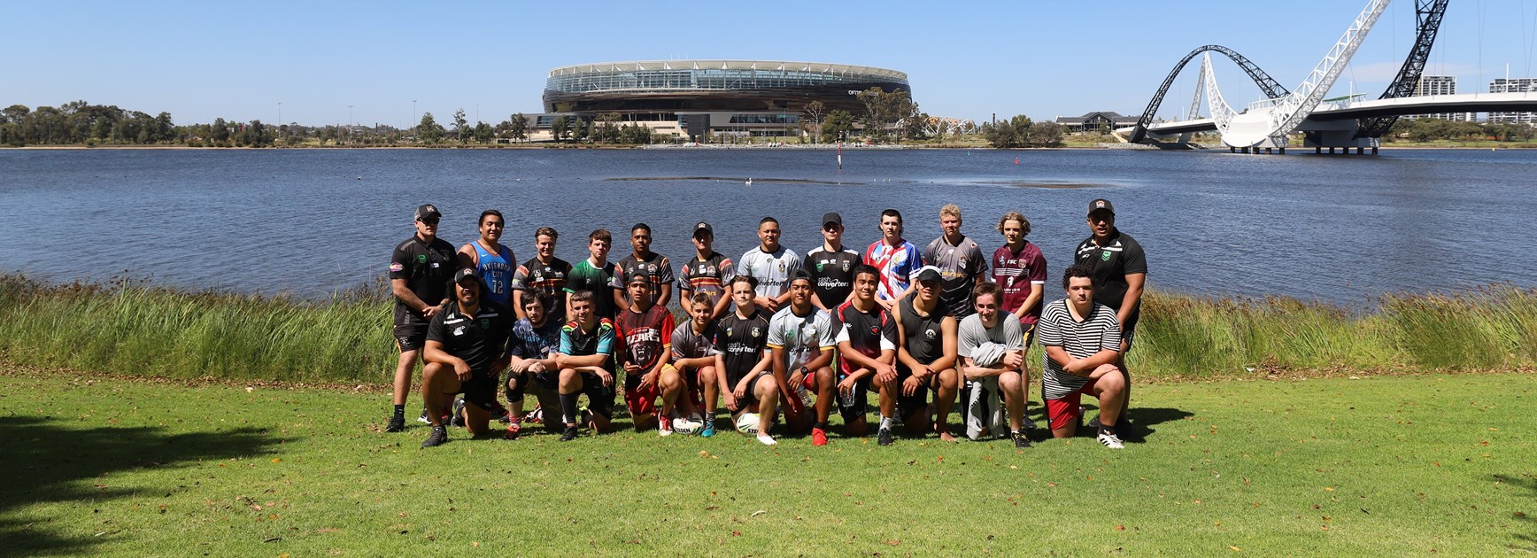 Participants in the NRL In League In Harmony program in Perth.