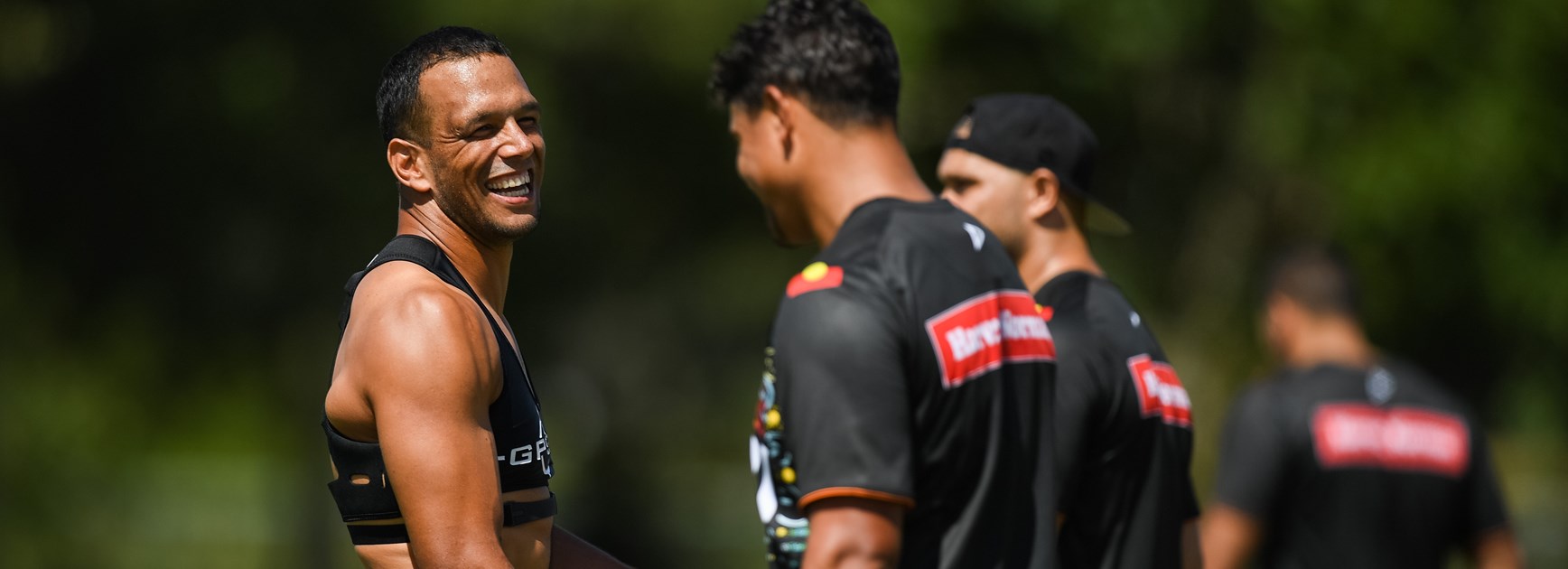 Will Chambers and Latrell Mitchell training with the Indigenous All Stars.
