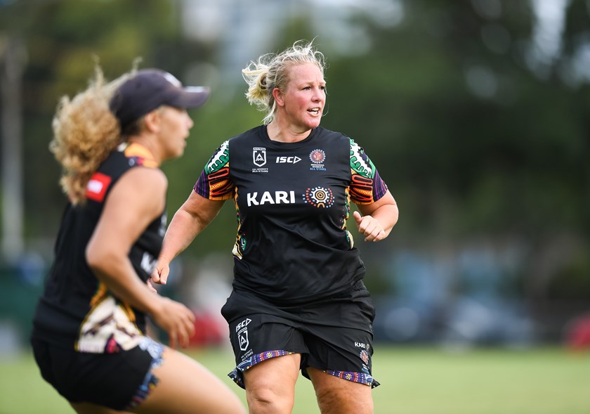 Rebecca Young puts in the hard yards at training.