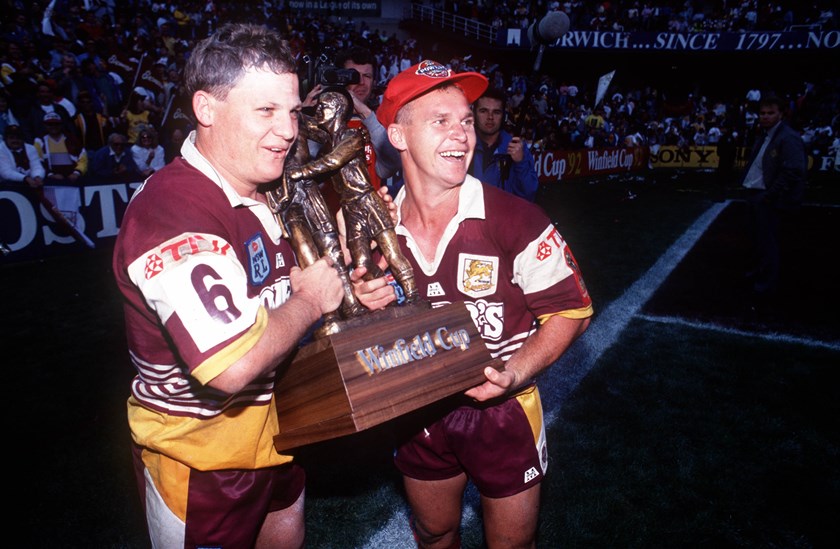 Broncos 1992 premiership winners Kevin Walters and Allan Langer.