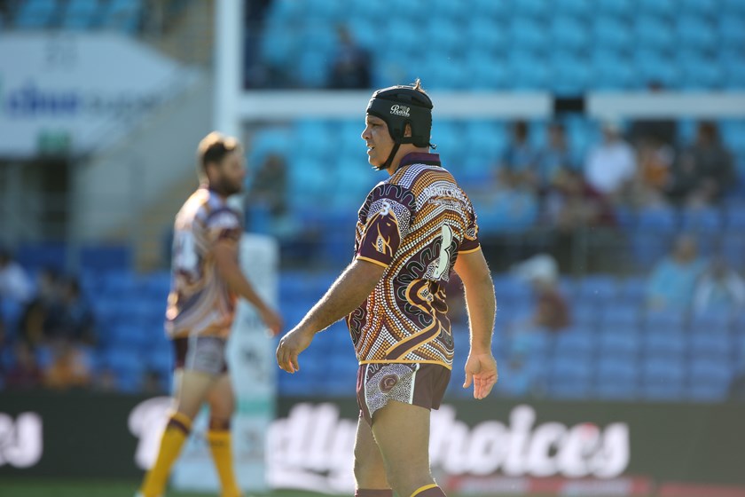 Former Broncos centre Steve Renouf playing in a 2018 Legends game.