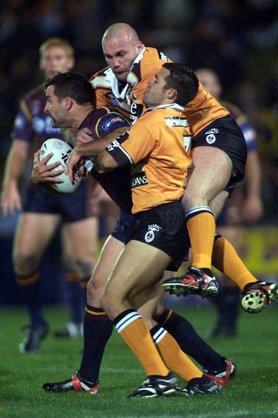 Shane Walker leading the Baby Broncos in 2002.