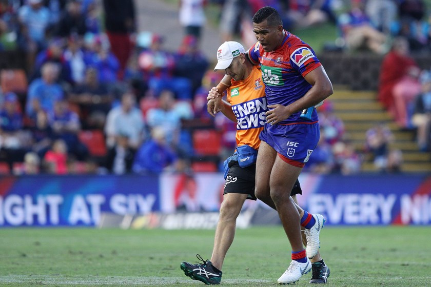 Knights prop Daniel Saifiti injured his knee in round one against Cronulla.