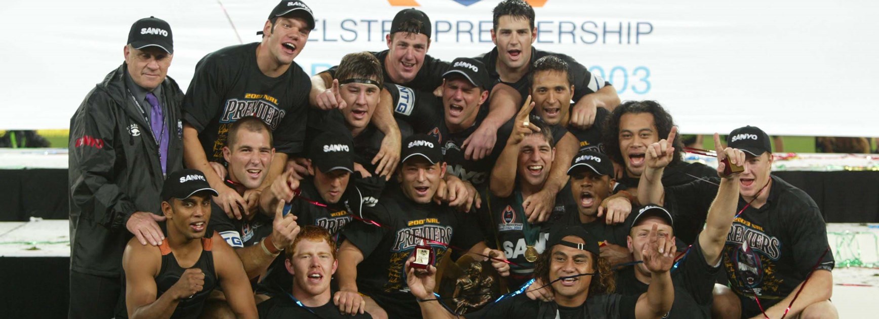 The Panthers celebrate their 2001 premiership.