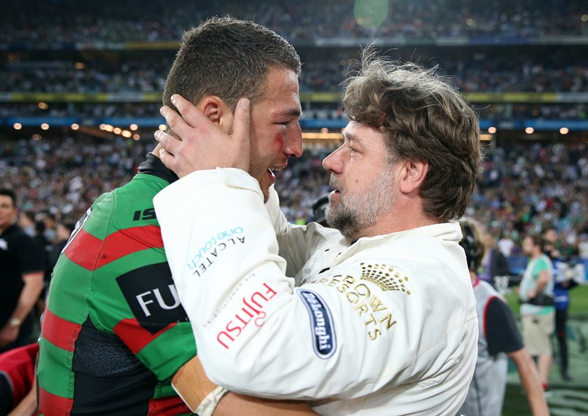 Burgess with Rabbitohs owner Russell Crowe.