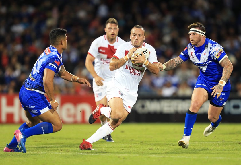 Josh Hodgson in action for England at the 2017 World Cup.