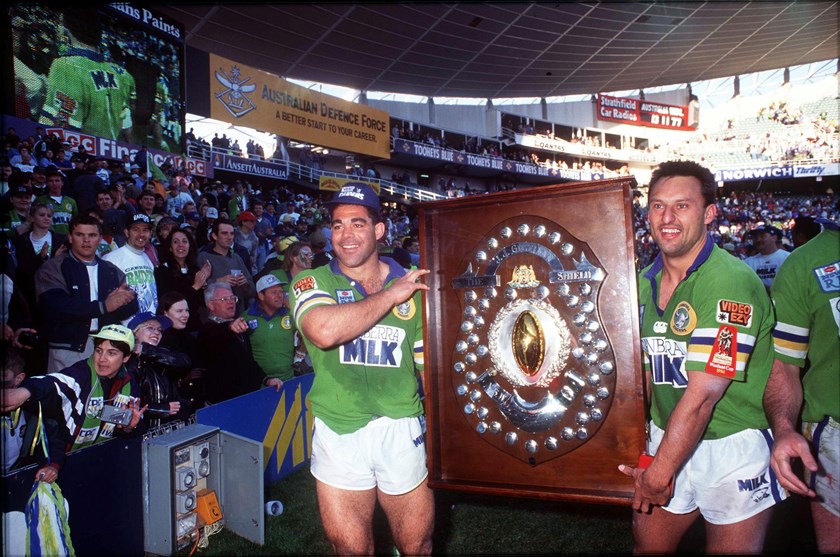 Mal Meninga and Laurie Daley after the '94 title win