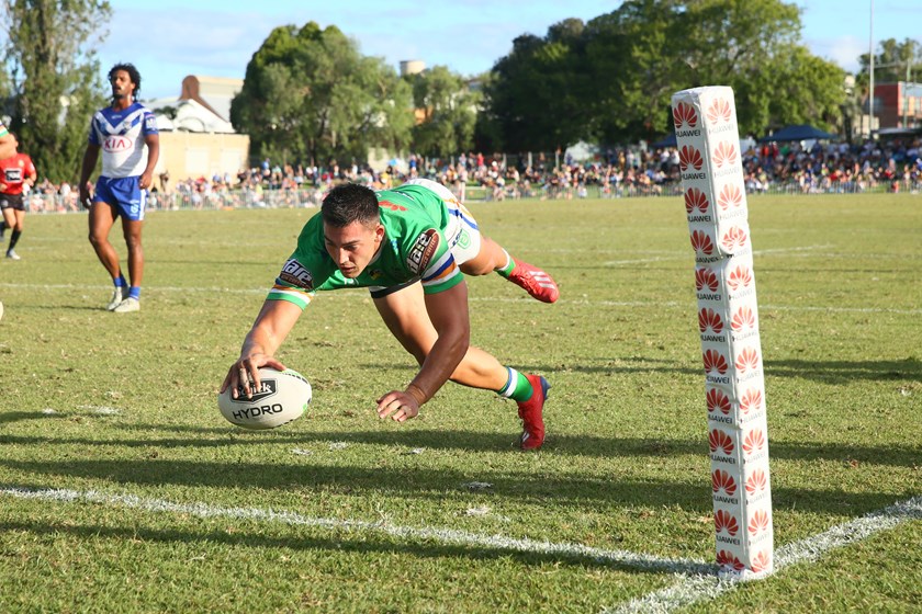 Nick Cotric scores in a trial against Canterbury.