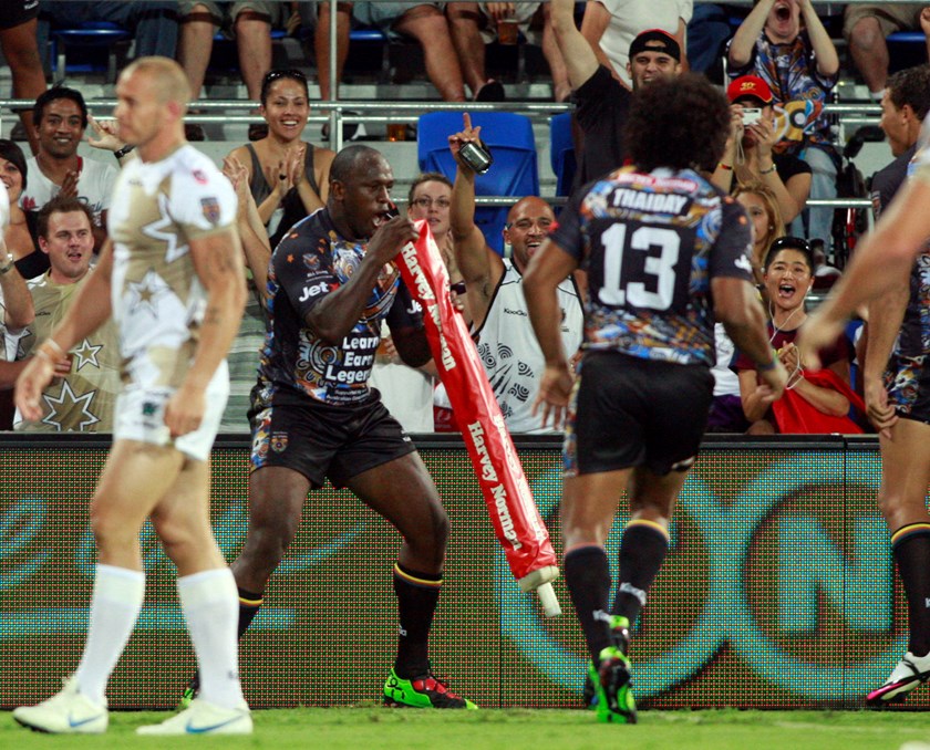 Wendell Sailor's famous try celebration in the 2010 All Stars game.