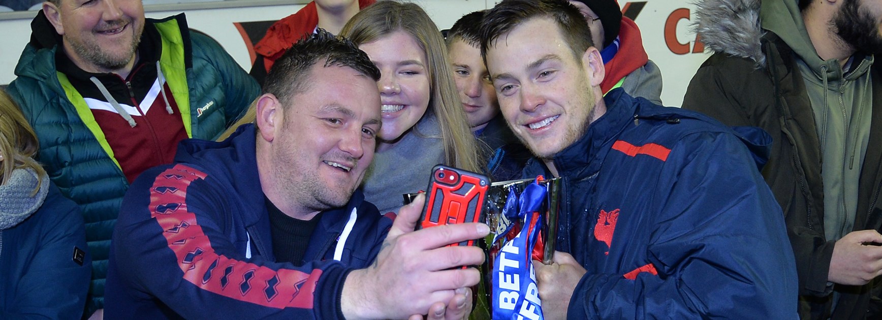 Luke Keary with fans after the World Club Challenge.