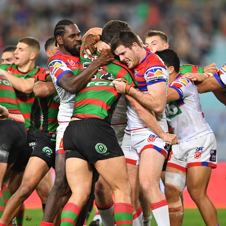 Four players binned for brawling as Knights roll Rabbitohs
