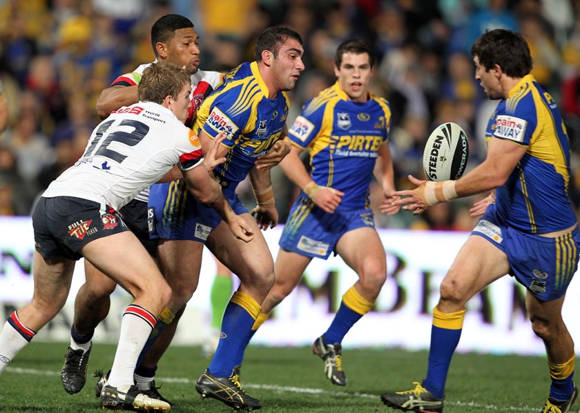 Tim Mannah in action for the Eels in 2010.