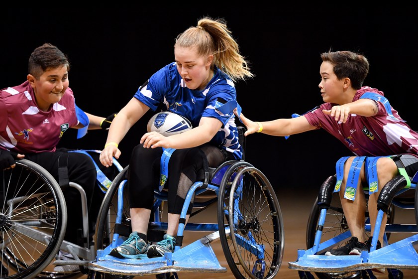 Action for the Emerging Origin wheelchair match at Sydney Olympic Park.