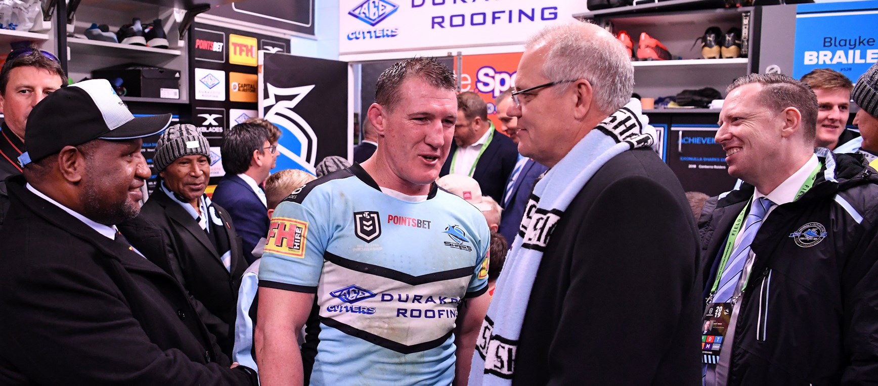 Prime Minister Morrison revels in Sharks win