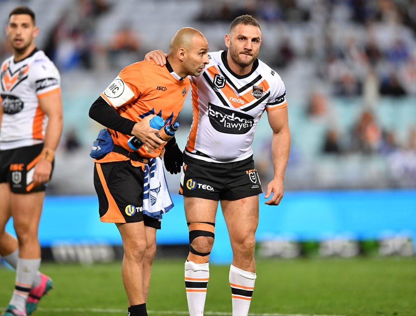 Wests Tigers hooker Robbie Farah struggling with a knee injury.