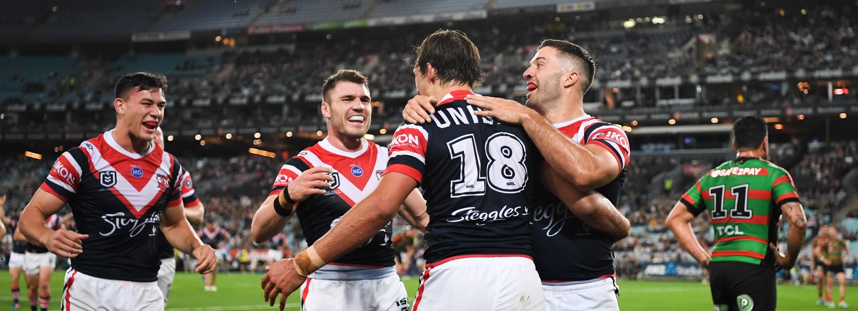 The Roosters celebrate.
