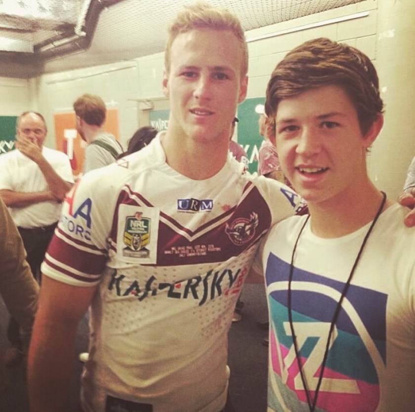 Daly Cherry-Evans and a young Cade Cust in 2103 Grand Final sheds 