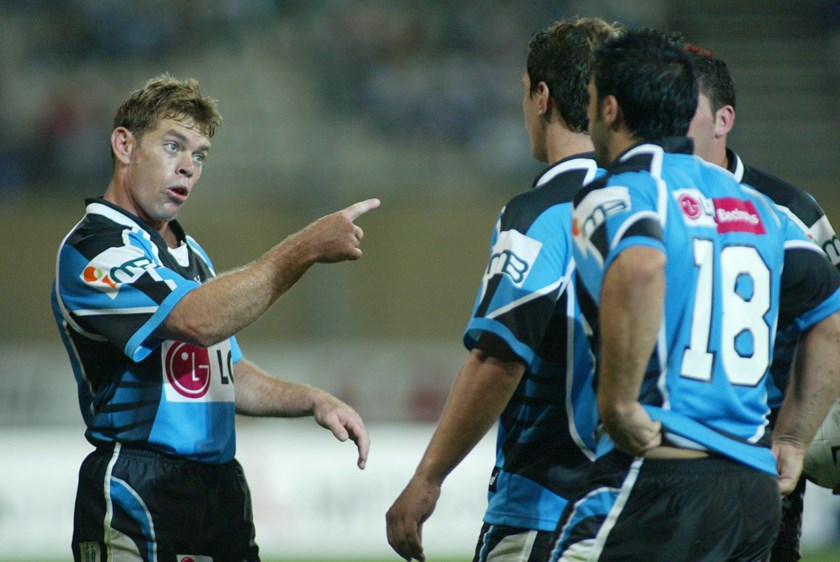 Brett Kimmorley directing traffic at Cronulla in 2004.