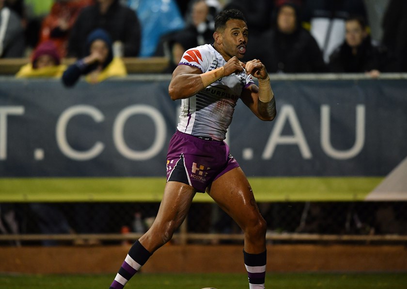 Storm winger Josh Addo-Carr's try celebration tribute to his grandfather.