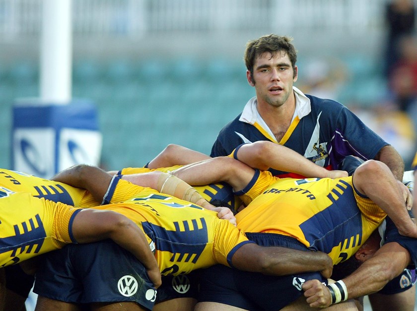 Storm hooker Cameron Smith takes on the Eels in 2004. 