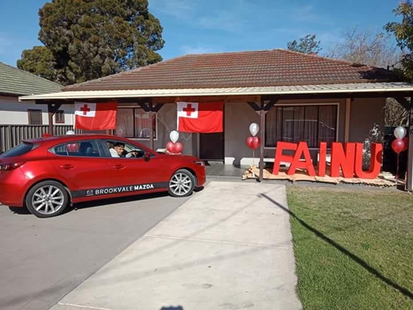 The Fainu family home dressed up to support Manase before his international debut for Tonga.