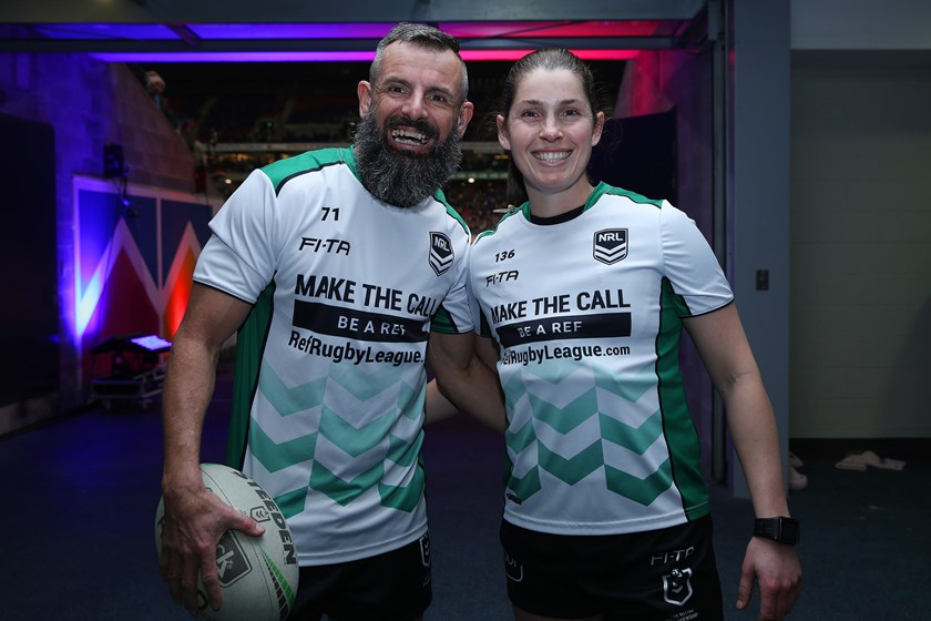 Gavin and Kasey Badger made history when the Knights met the Tigers in Newcastle in 2019.