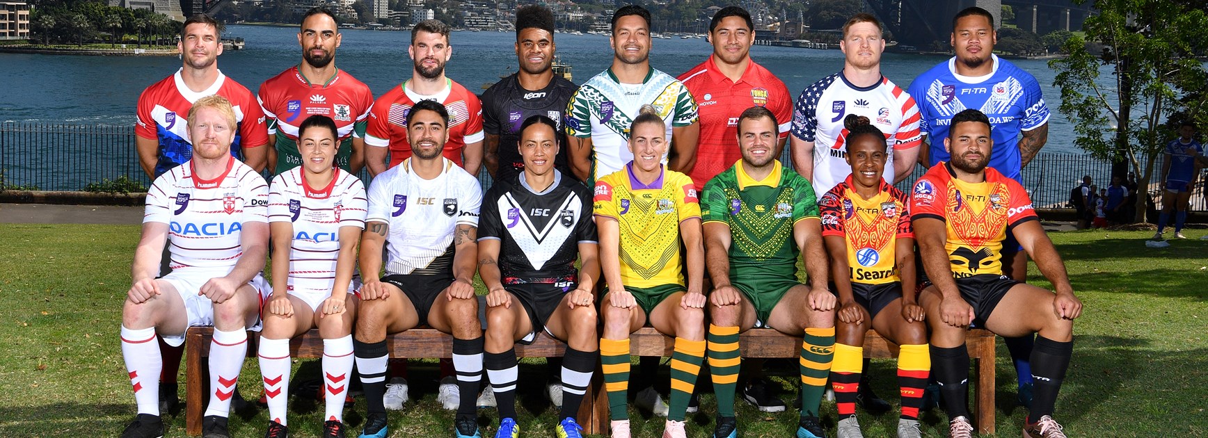 The men's and women's captains for the World Cup 9s.