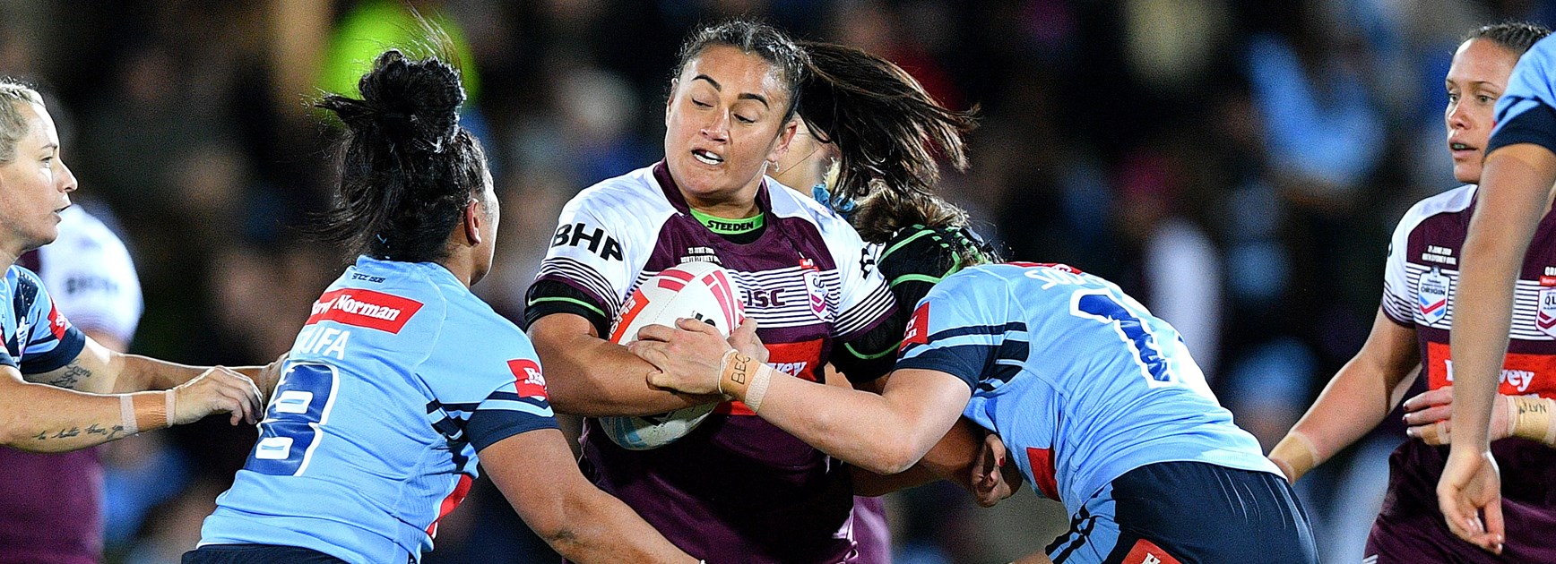 Annette Brander in action for the Maroons in 2019.