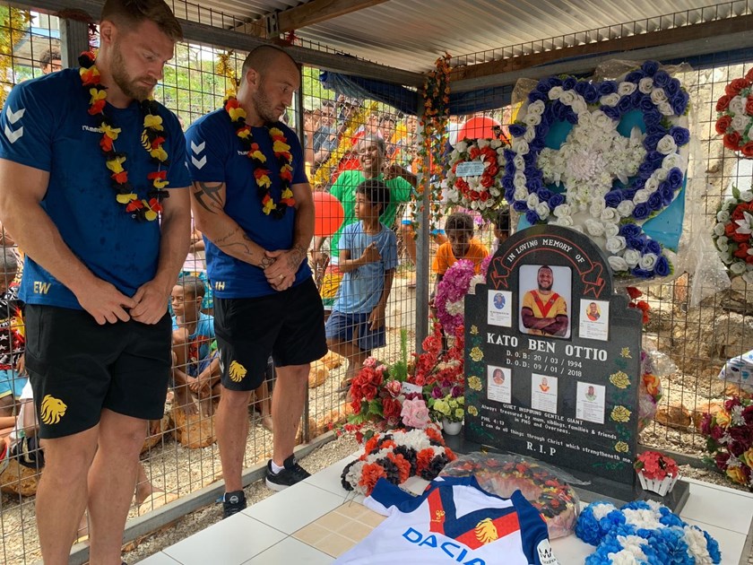 Great Britain and Canberra Raiders stars Elliott Whitehead and Josh Hodgson pay tribute to Kato Ottio.