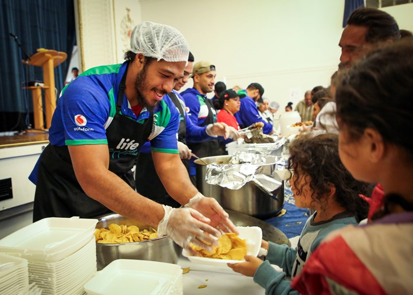 Agnatius Paasi lends a hand at the LIFE soup kitchen.
