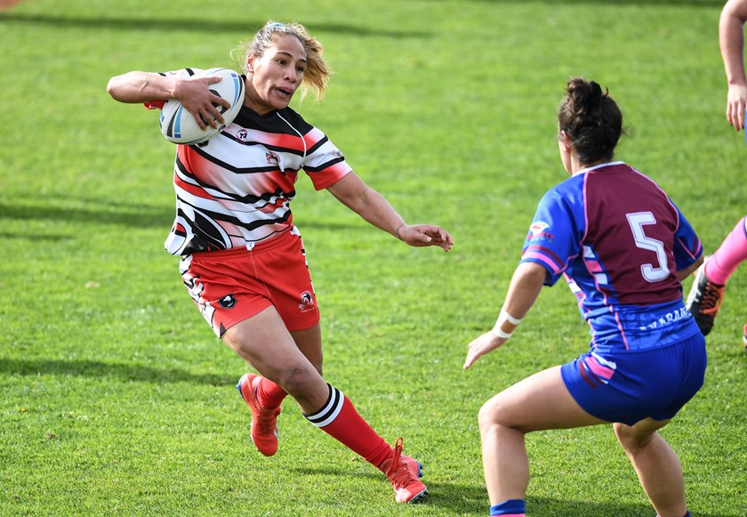 Atawhai Tupaea in action during the NZRL National Women's Rugby League Tournament Final.