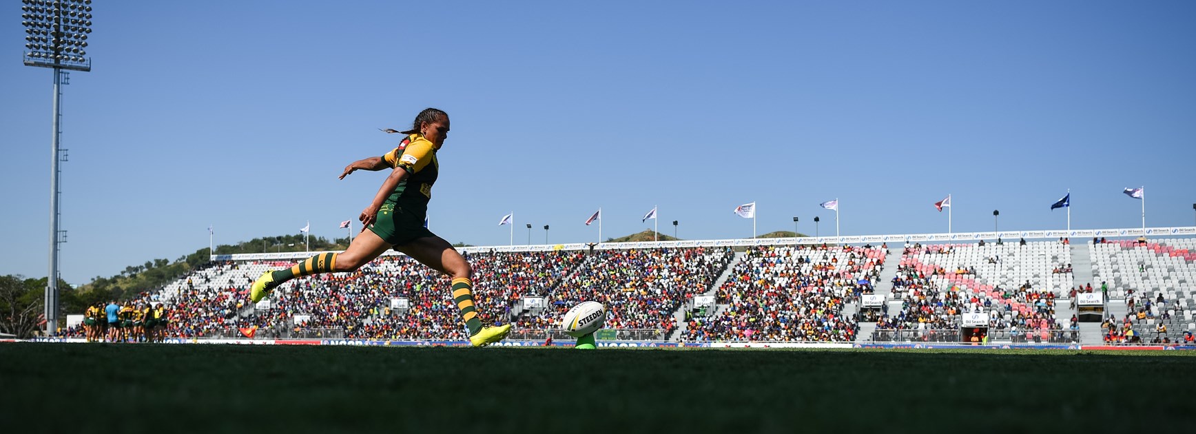 Shakiah Tungai in action for the Prime Minister's XIII in 2018.