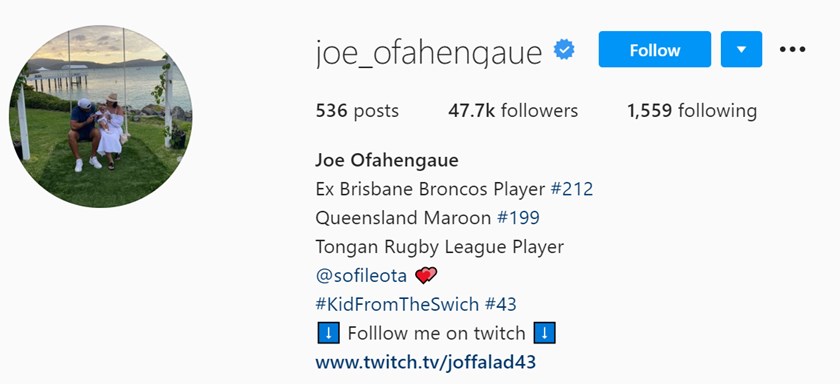 Joe Ofahengaue has updated his Instagram profile to say he's a former Bronco.