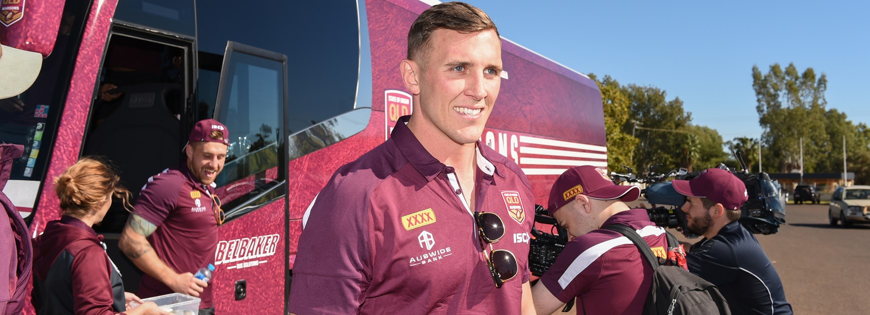 Kurt Capewell in camp with the Maroons in 2019.