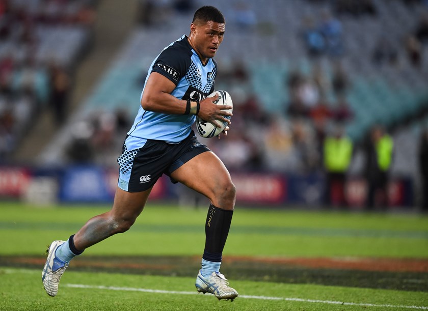 Stefano Utoikamanu on the charge for NSW under 20s in 2019.