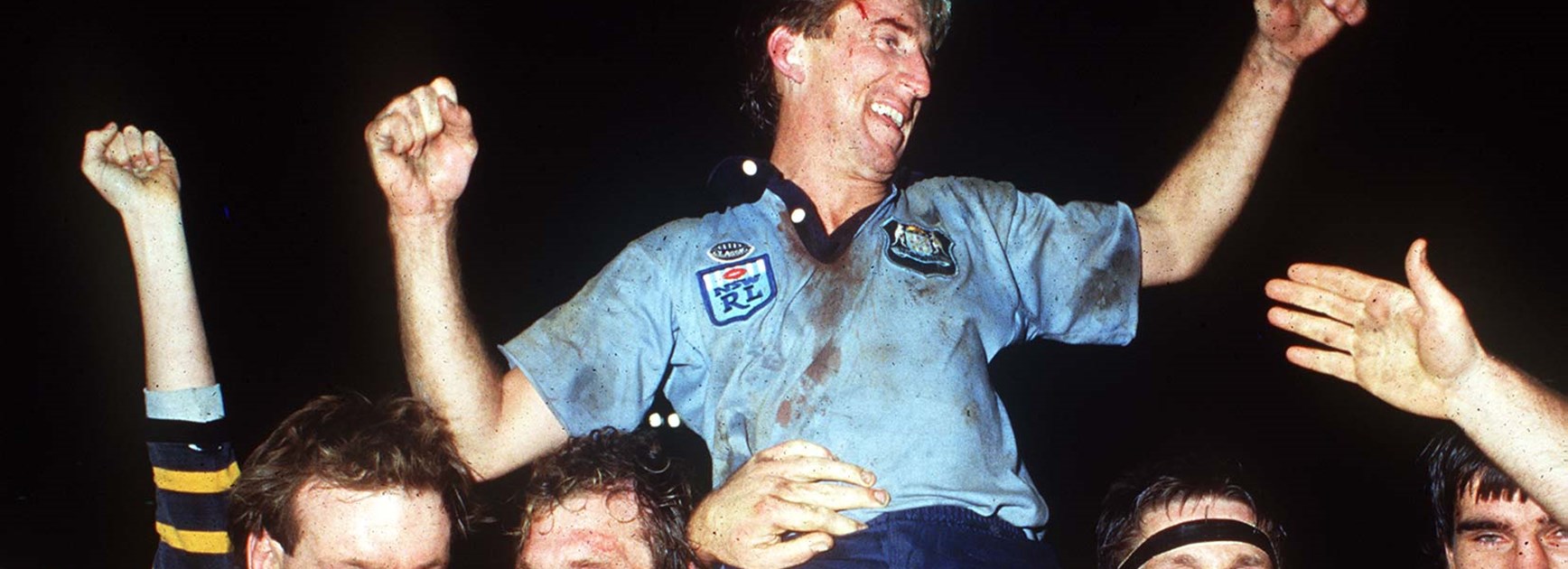 Steve Mortimer and the Blues celebrate their first series win in Origin.