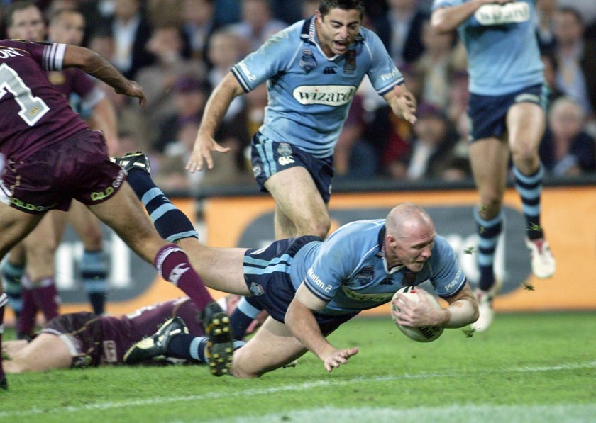 Craig Fitzgibbon scores for the Blues in 2005.