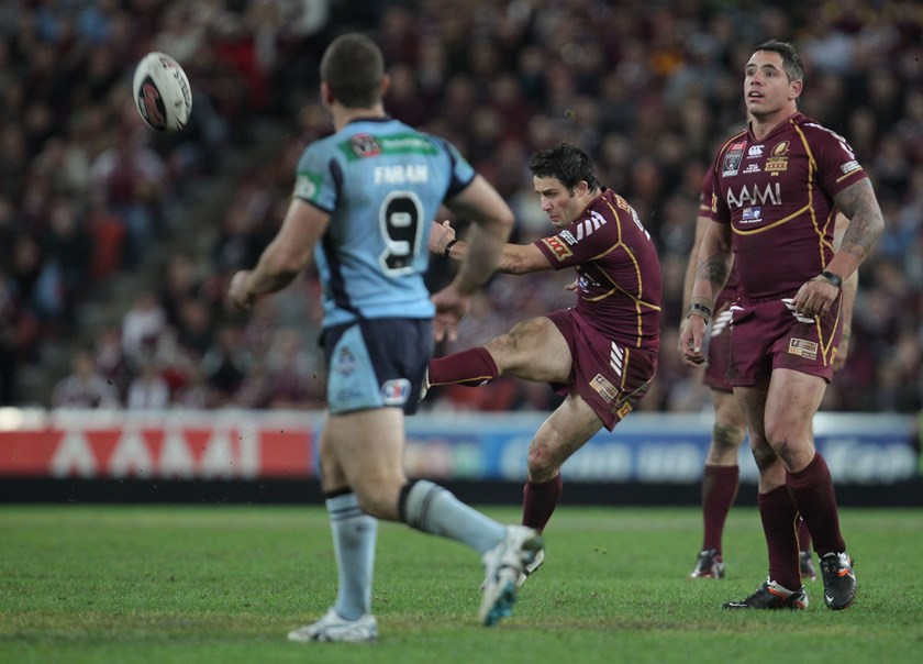 Cooper Cronk launches the match-winning field goal in Game 3, 2012.
