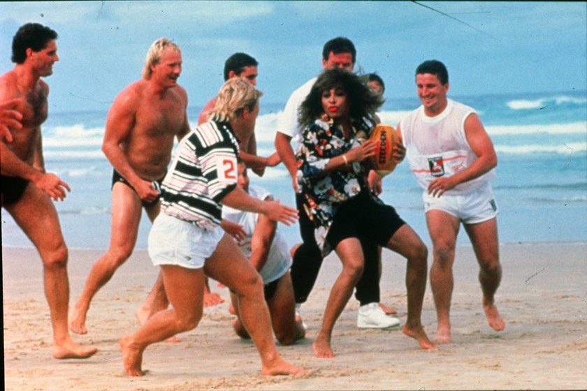 Tina Turner and Gold Coast Seagulls players in the early 90s.