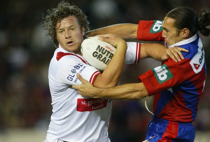 Ashton Sims hits it up for St George Illawarra in 2004.