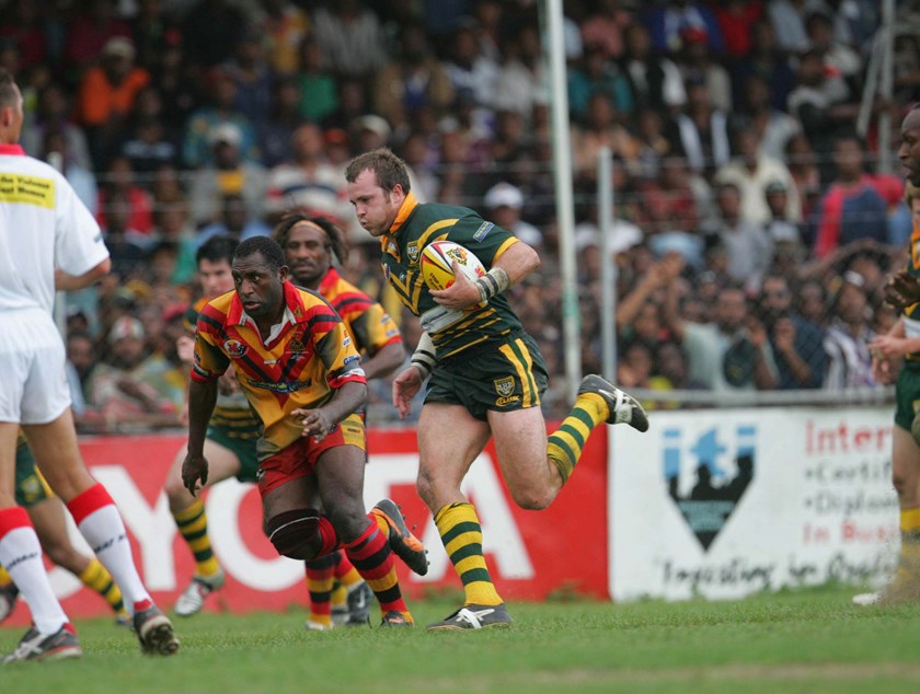 Clint Newton representing the Prime Minister's XIII in 2014.