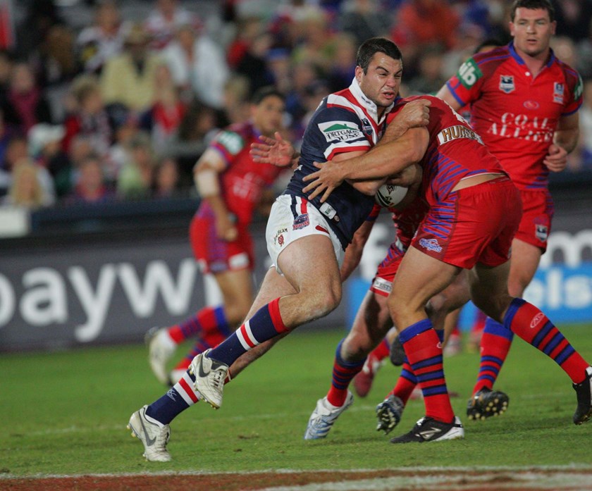 David Shillington hits it up for the Roosters.