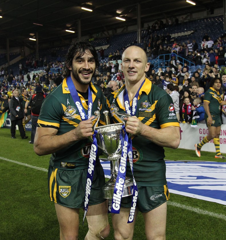 Johnathan Thurston and Darren Lockyer starred for the Kangaroos in 2011.
