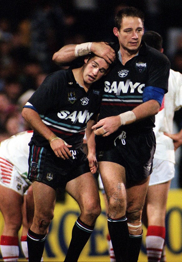 Former Panthers teammates Ryan Girdler (left) and Mark Geyer.
