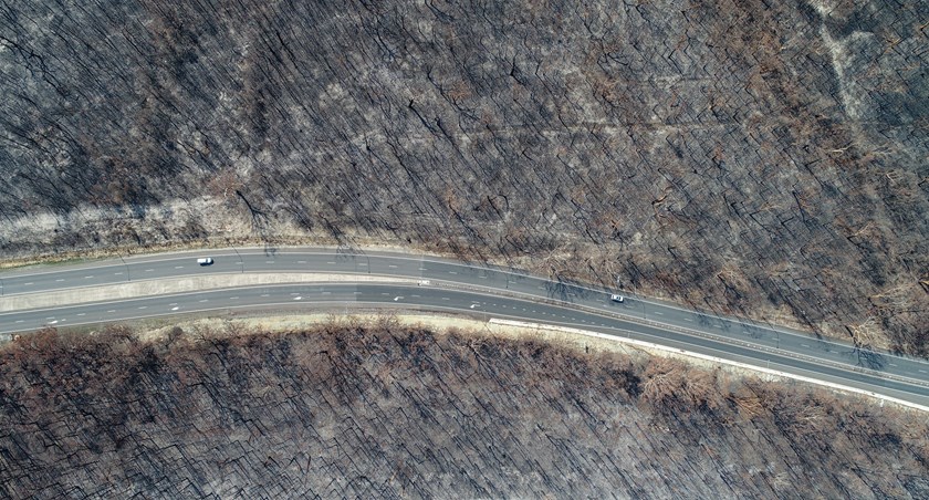 An aerial view of the South Coast following the fires.