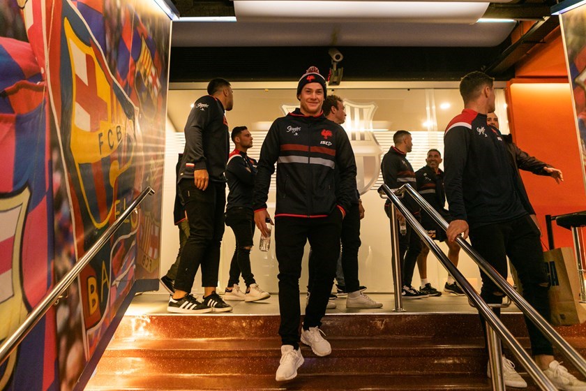 Luke Keary during the Roosters' visit to Camp Nou.