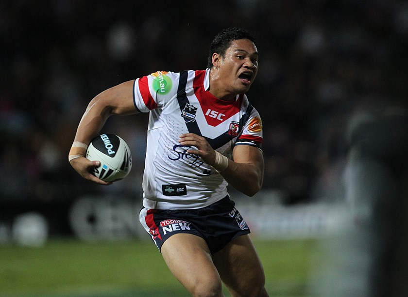 Joey Leilua in action for the Roosters in 2011.