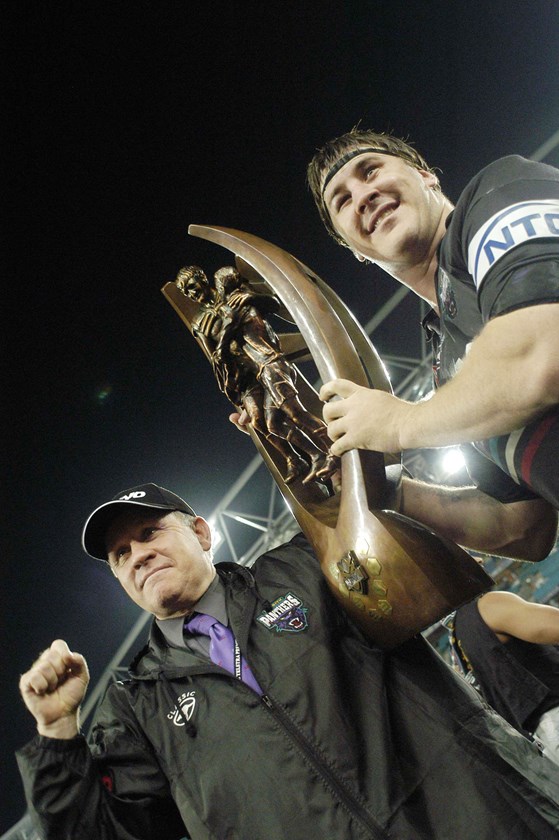 John and Martin Lang enjoy grand final glory.