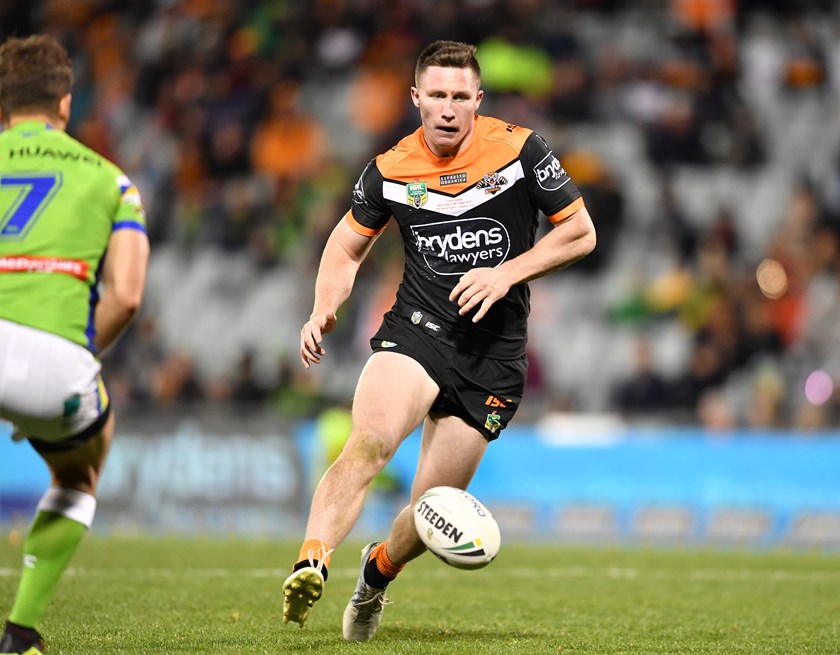 Tyson Gamble began his NRL career in 2018 at the Wests Tigers.
